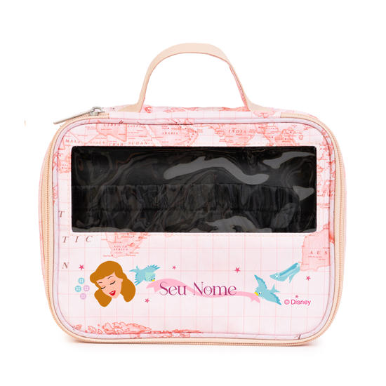  Necessaire Makeup Double - Mapa Mundi Rosa - Cinderela Patches