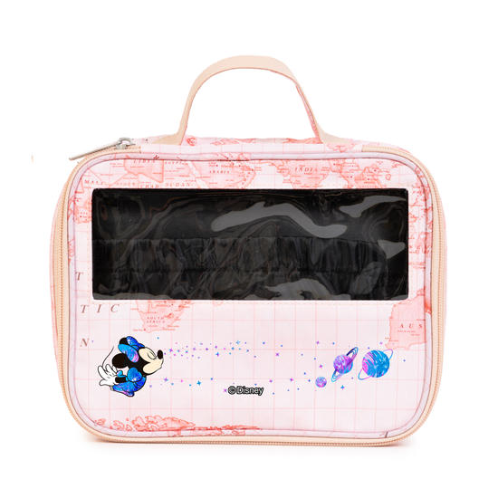  Necessaire Makeup Double - Mapa Mundi Rosa - Minnie Poeira das Estrelas
