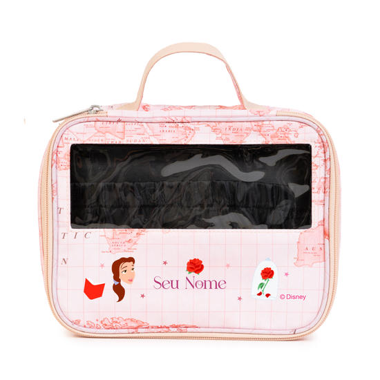  Necessaire Makeup Double - Mapa Mundi Rosa - Bela Patches