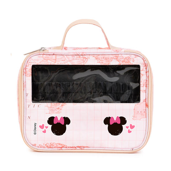  Necessaire Makeup Double - Mapa Mundi Rosa - Minnie Love