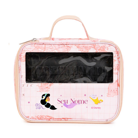  Necessaire Makeup Double - Mapa Mundi Rosa - Jasmine Patches