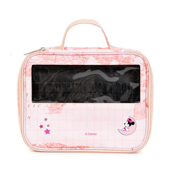  Necessaire Makeup Double - Mapa Mundi Rosa - Minnie na Lua