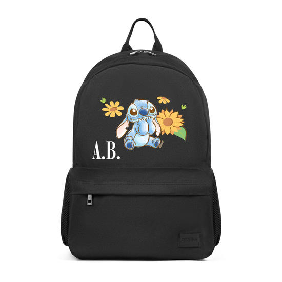 Mochila Pop -  Lilo & Stitch - Stitch Fofo Girassóis Aquarela