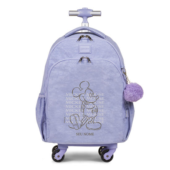 Mochila de Carrinho 4 Rodas Fun Azul - Mickey Lettering