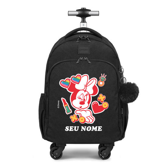Mochila de Carrinho 4 Rodas Fun - Minnie Beijos
