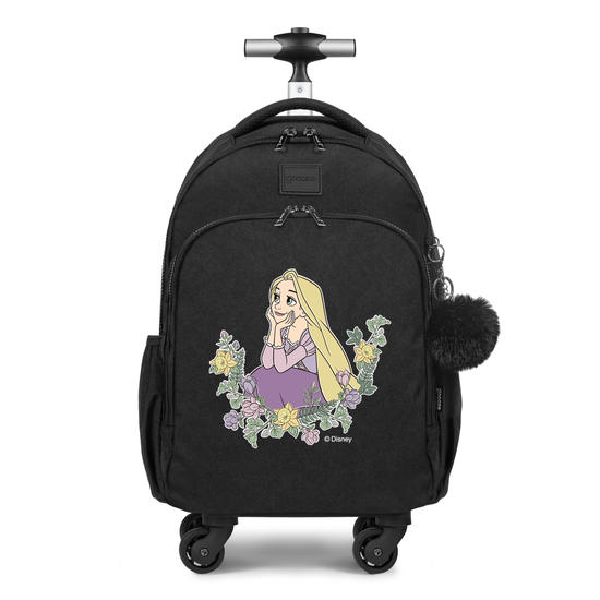 Mochila de Carrinho 4 Rodas Fun - Rapunzel Flores
