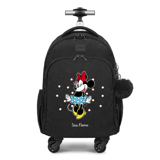 Mochila de Carrinho 4 Rodas Fun - Minnie Poá