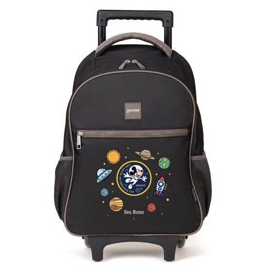 Mochila de Carrinho 2 Rodas Play - Mickey Astronauta