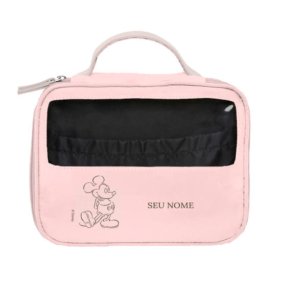 Necessaire Makeup Double Rosa - Mickey Lettering