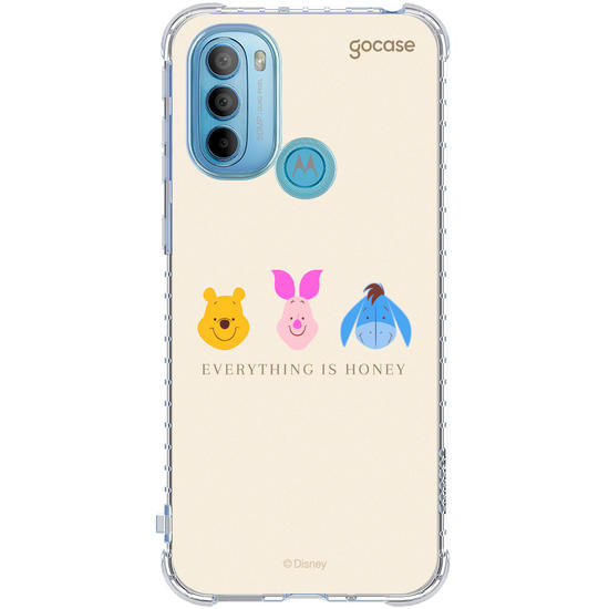 Capinha para celular Ursinho Pooh - Emoji e Frase Minimalista