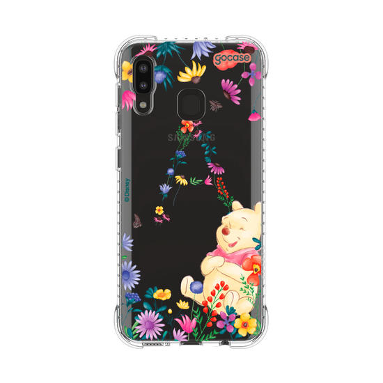 Capinha para celular Ursinho Pooh - Ursinho Pooh com Inicial Floral