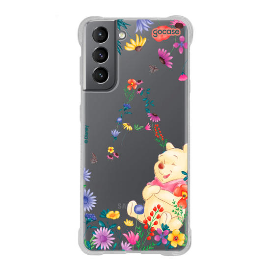 Capinha para celular Ursinho Pooh - Ursinho Pooh com Inicial Floral
