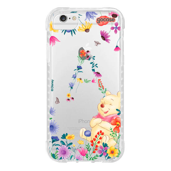 Capinha para celular Ursinho Pooh - Ursinho Pooh com Inicial Floral