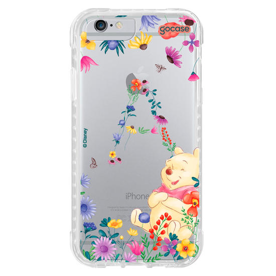 Capinha para celular Ursinho Pooh - Ursinho Pooh com Inicial Floral