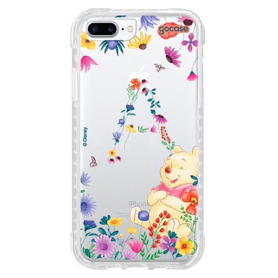 Capinha para celular Ursinho Pooh - Ursinho Pooh com Inicial Floral