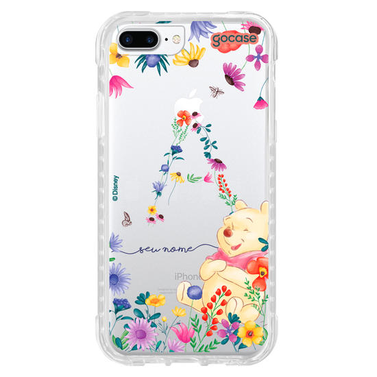 Capinha para celular Ursinho Pooh - Ursinho Pooh com Inicial Floral
