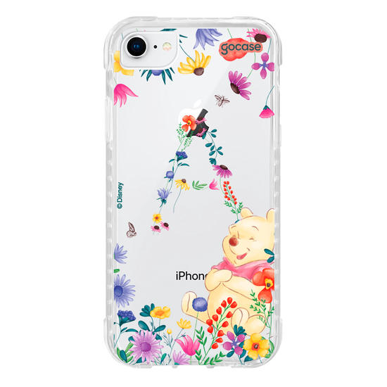 Capinha para celular Ursinho Pooh - Ursinho Pooh com Inicial Floral