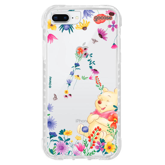 Capinha para celular Ursinho Pooh - Ursinho Pooh com Inicial Floral
