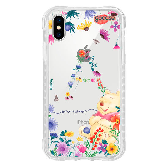Capinha para celular Ursinho Pooh - Ursinho Pooh com Inicial Floral