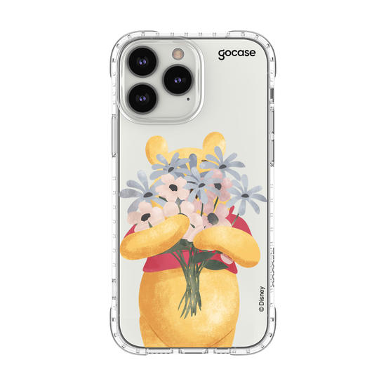 Capinha para celular Ursinho Pooh - Pooh com Buquê de Flores