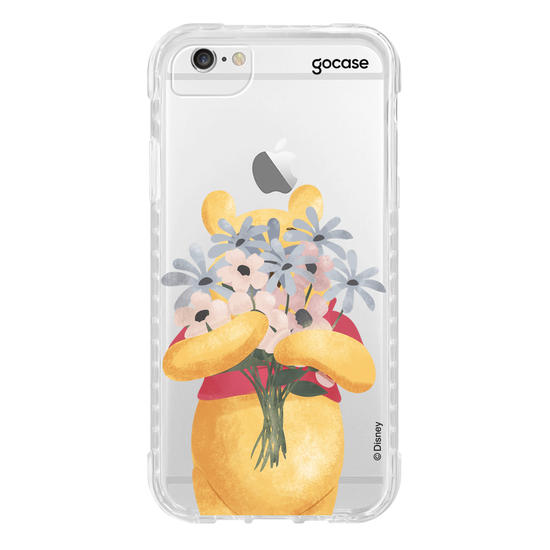 Capinha para celular Ursinho Pooh - Pooh com Buquê de Flores
