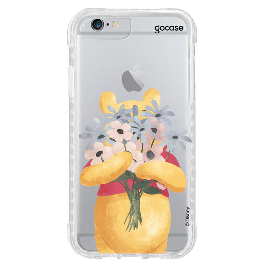 Capinha para celular Ursinho Pooh - Pooh com Buquê de Flores
