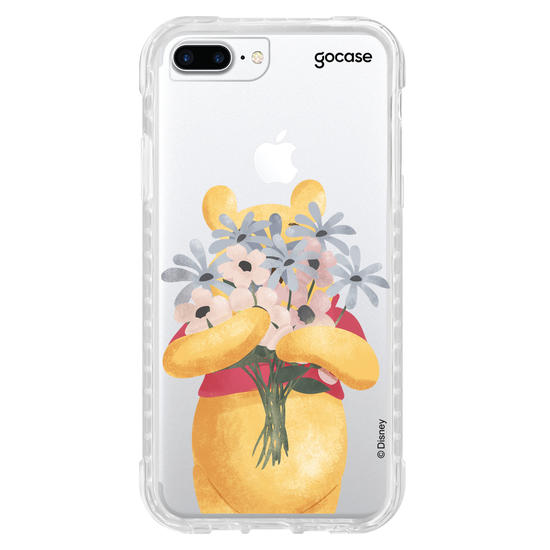Capinha para celular Ursinho Pooh - Pooh com Buquê de Flores