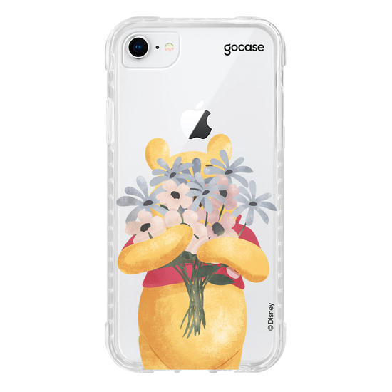 Capinha para celular Ursinho Pooh - Pooh com Buquê de Flores
