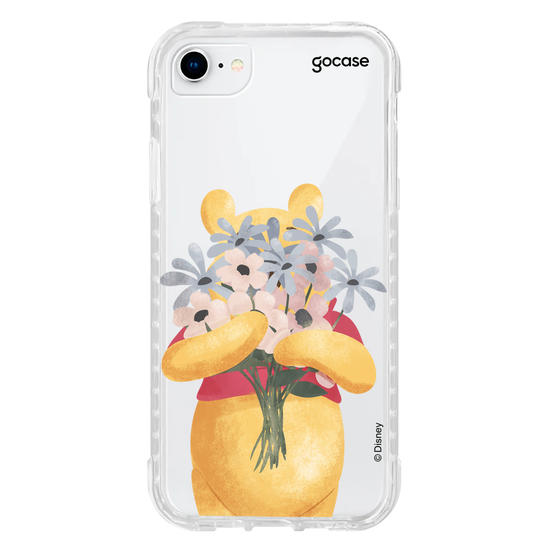 Capinha para celular Ursinho Pooh - Pooh com Buquê de Flores