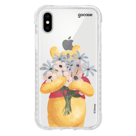 Capinha para celular Ursinho Pooh - Pooh com Buquê de Flores