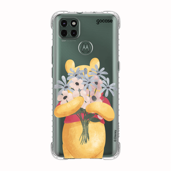 Capinha para celular Ursinho Pooh - Pooh com Buquê de Flores