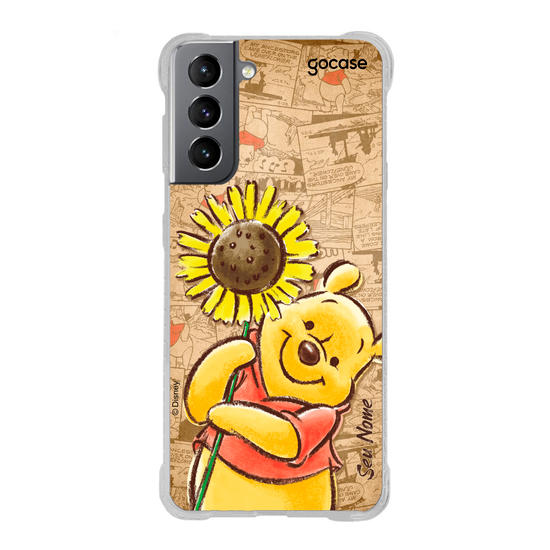 Capinha para celular Ursinho Pooh - Pooh com Girassol