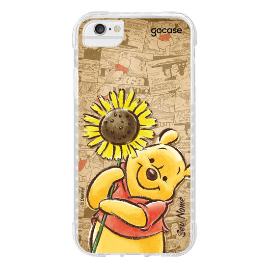 Capinha para celular Ursinho Pooh - Pooh com Girassol