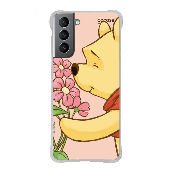 Capinha para celular Ursinho Pooh - I Love Flowers
