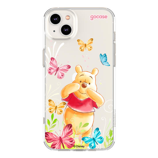 Capinha para celular Ursinho Pooh - Borboletas com Aquarela