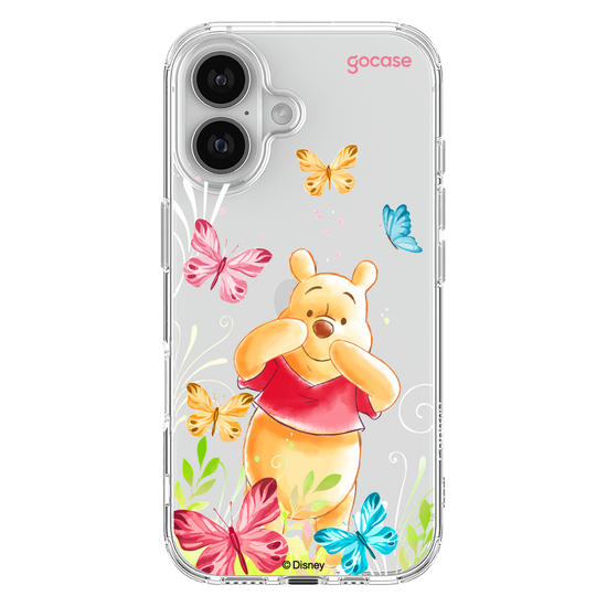 Capinha para celular Ursinho Pooh - Borboletas com Aquarela