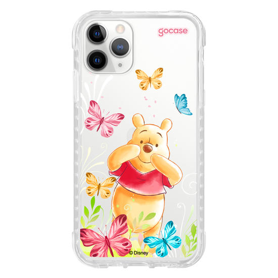 Capinha para celular Ursinho Pooh - Borboletas com Aquarela