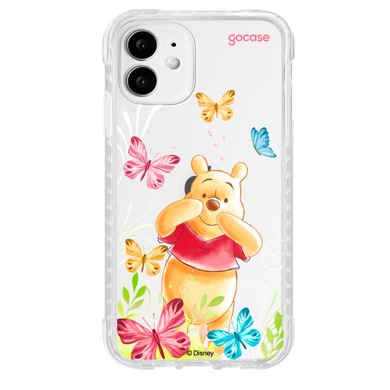 Capinha para celular Ursinho Pooh - Borboletas com Aquarela