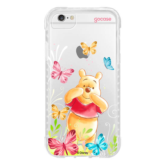 Capinha para celular Ursinho Pooh - Borboletas com Aquarela