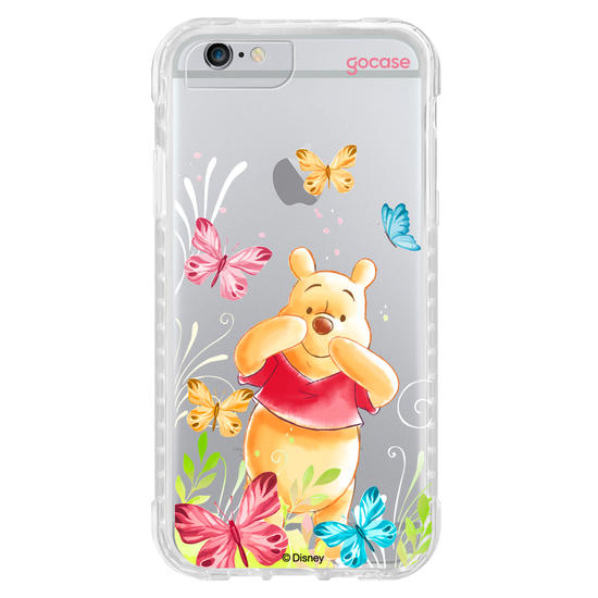Capinha para celular Ursinho Pooh - Borboletas com Aquarela