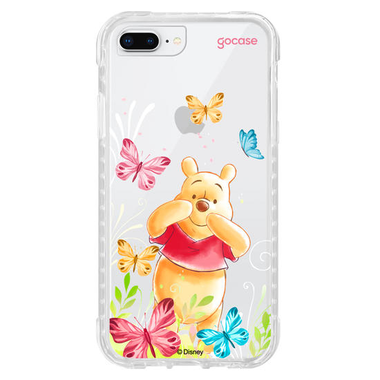 Capinha para celular Ursinho Pooh - Borboletas com Aquarela