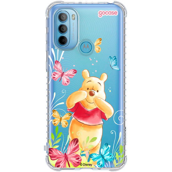 Capinha para celular Ursinho Pooh - Borboletas com Aquarela