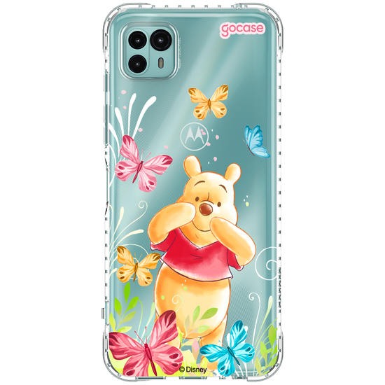 Capinha para celular Ursinho Pooh - Borboletas com Aquarela