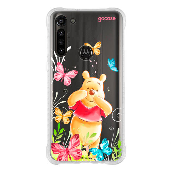 Capinha para celular Ursinho Pooh - Borboletas com Aquarela