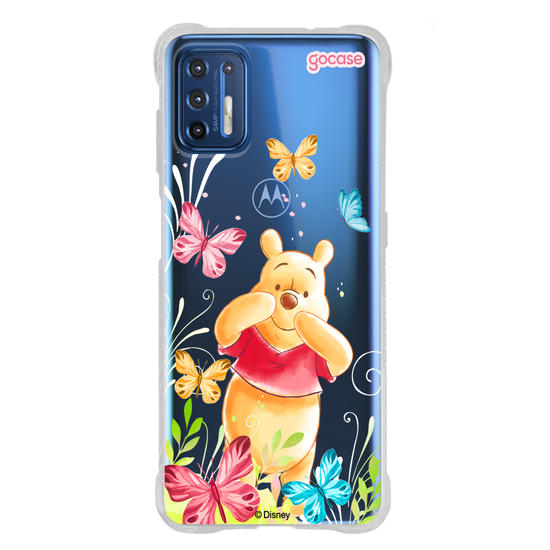 Capinha para celular Ursinho Pooh - Borboletas com Aquarela