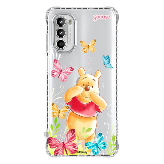 Capinha para celular Ursinho Pooh - Borboletas com Aquarela