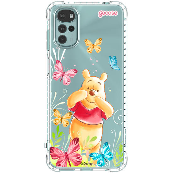 Capinha para celular Ursinho Pooh - Borboletas com Aquarela
