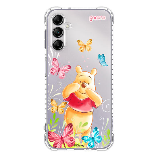 Capinha para celular Ursinho Pooh - Borboletas com Aquarela