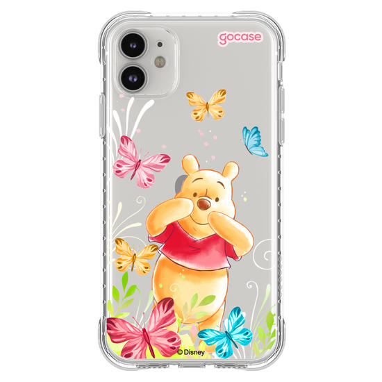 Capinha para celular Ursinho Pooh - Borboletas com Aquarela