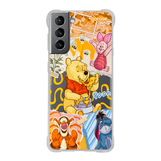 Capinha para celular Ursinho Pooh - Colagem da Turma do Pooh